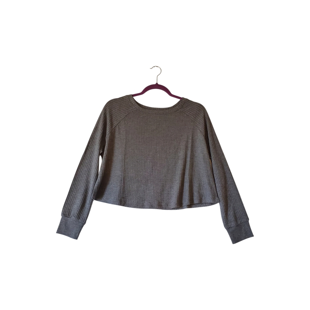Honeydew Waffle Print Heather‎ Gray Sweatshirt Top Women Size Small NWT